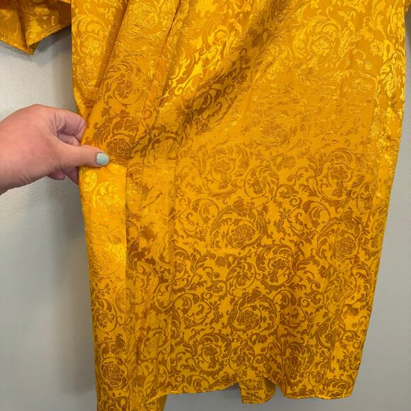 AO.LA by Alice + Olivia Kalena Open-Front Jacquard Brocade Kimono Robe Gold M/L - Picture 6 of 9